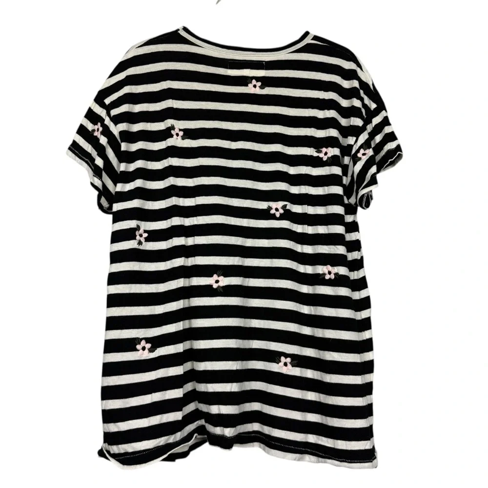 The Great Striped Flower Embroidered Cotton Tee - Picture 2 of 5